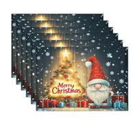 Set Di 4, Atmosfera Festosa Tovagliette Ovagliette Cappelli Rossi E Gnomi Natalizi Estive Tovagliette Lavabili Per Le Primavera Vacanze Cucina Feste 45X30cm