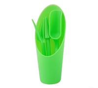 Set di 4 attrezzi da giardino in plastica con paletta e pala per piantare piante grasse e trapiantare in serra vivaio rosa (verde)