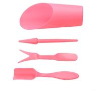 Set di 4 attrezzi da trapianto da giardino per piante grasse, kit vivaio in plastica con pala, cucchiaio, forchetta per invasare il terriccio e migrati (rosa)