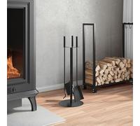 Set di 4 attrezzi per camino, in acciaio, 22 x 59 cm, accessori robusti per camini e stufe a legna, ideale per la cura sicura ed efficiente dei focolari
