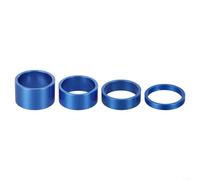 Set di 4 auricolari per bicicletta per forcella da 28,6 mm, distanziatori da 5/10/15/20 mm, design leggero in alluminio per una regolazione precisa del manubrio (blue)