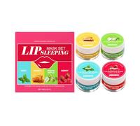 Set di 4 Balsami Labbra con Pennello, Maschera Labbra Notte Nutriente e Idratante Non Appiccicoso per Cura Quotidiana, Viaggio o Prep Makeup (#1, 88g)