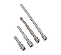 Set di 4 barre di estensione per bussole da 1/4", albero lungo 50 mm, 75 mm, 100 mm, 150 mm, con sfera di arresto a molla, per lavori di costruzione meccanica industriale