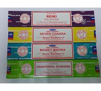 Set di 4 bastoncini di incenso Satya, Ayurveda, Matricola Reiki, Seven Chakra di Sterling Effectz