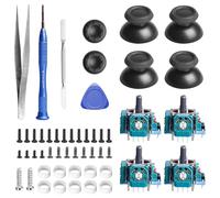 Set di 4 bastoncini di ricambio per controller PS5, modulo joystick con sensore analogico 3D con 4 tappi per pollice, kit di riparazione Thumbstick, effetto hall, compatibile con PS5