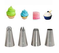 Set di 4 beccucci grandi, beccucci per sac à poche in acciaio inox, per decorare, piping, strumenti di cottura per cupcake, torte, muffin