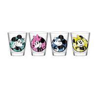 Set di 4 bicchieri da 1,5 oz in vetro mini color pop Mickey & Minnie di Silver Buffalo