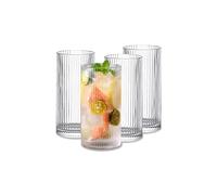 Set di 4 bicchieri da cocktail trasparenti in stile origami, per bar, bevande, caffè, succo, ondulazione, 450 ml (L)