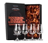 Set di 4 bicchieri da degustazione per whisky, scotch, bourbon, in cristallo, professionali da 120 ml, a forma di tulipano, con stelo corto, piccoli beccucci regalo per sorseggiare liquori puliti