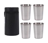 Set di 4 Bicchieri in Acciaio Inox, 150 ml, in Acciaio Inox, impilabili, in Metallo, in Acciaio Inox, per Feste