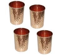 Set di 4 bicchieri in rame puro martellato per la guarigione ayurvedica prodotti da tavola, 4 pezzi, altezza 9,5 cm