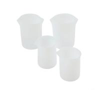 Set di 4 bicchieri in silicone con beccuccio, resistenti al calore, per cioccolato e resina, lavabili in lavastoviglie, colore bianco, 15 x 8 x 6 cm