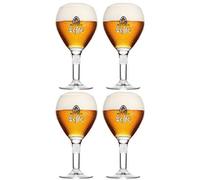Set di 4 Bicchieri Leffe - Calice Ufficiale 'Large Stem' 33cl - Perfetto per Blonde, Brown, Ruby, Double, Triple + 4 Sottobicchieri