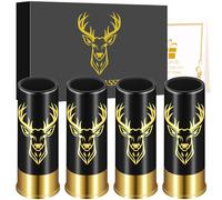 Set di 4 Bicchierini da Shot con Testa di Cervo, con Confezione Regalo, Regali di Compleanno, Matrimonio, Festa del Papà, Natale, 12GA per Caccia al Cervo, Piccoli Bicchierini, 45ml, Plastica, Nero