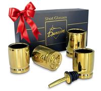 Set di 4 bicchierini da shot in ceramica calibro 50, con versatore, 50 cal, bicchieri da shot a forma di proiettile, ottimo regalo per uomini, set regalo di lusso, regalo di Natale