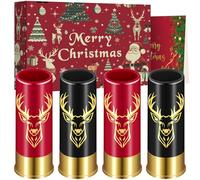 Set di 4 bicchierini da shot in plastica a forma di testa di cervo, con scatola regalo di Natale, 12 GA, regalo per caccia al cervo, bicchieri da shot per feste di nozze, piccoli bicchierini per