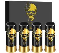 Set di 4 Bicchierini da Shot in Plastica, con Confezione Regalo, per Uomini e Donne, Fan Gotici, Matrimoni, Feste, Compleanni, 12 GA, Piccoli Bicchierini per Whisky, Tequila, Vodka, Liquore, Nero