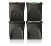 Set di 4 bidoni raccolta KEDEN SORTIBOX 100% plastica, nero, 100L