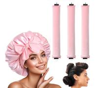 Set di 4 bigodini per capelli senza calore, set di bigodini più adatti per l'uso notturno. Aggiungi un berretto durante la notte per aste arricciacapelli senza calore sicure per capelli lunghi (rosa