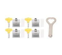 Set di 4 Blocca Finestre Scorrevoli, Fermaporte in Alluminio con Chiave, Sicurezza per Finestre e Porte Scorrevoli - Facile Installazione, Materiale Durevole, Protezione per