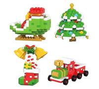 Set di 4 blocchi da costruzione a tema natalizio, mini figure da costruzione, fai da te, regali di Natale, Capodanno, compleanni, bomboniere (set C)