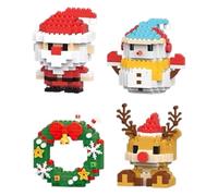 Set di 4 blocchi da costruzione natalizi, set di blocchi da costruzione a tema natalizio, set di blocchi da costruzione, mini figure ornamentali, fai da te, calza di Natale per bomboniere per bambini