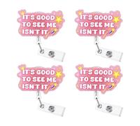 Set di 4 bobine divertenti per badge a forma di animale, per lavoro, conferenze o scuola, pratico porta carte d'identità, cordino in acrilico, One Size, come descritto