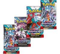 Set di 4 booster Pokemon Paradox RIFT - con 10 carte per booster - tedesco + protezione per la spedizione Heartforcards®