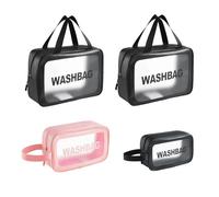 Set di 4 borse da spiaggia trasparenti impermeabili da donna, organizer da viaggio e cosmetici, in PVC, per sport, nuoto, articoli da toeletta, campeggio, picnic, K
