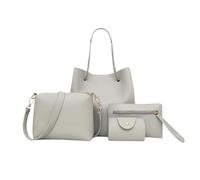 Set di 4 Borse - Portafoglio In Pelle Alla Moda, Borse A Mano Con Titolare, Borsa Da Donna Tipo Cubo | Borse Dal Design Elegante Con Molteplici Tasche, Borsa Versatile Per Madre E Figlio Per U, grigio