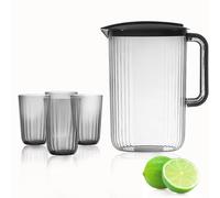 Set di 4 brocche in plastica da 2 l con coperchio, brocca in plastica con beccuccio ventilato, brocche per acqua calda/fredda, tè, caffè, latte e succhi di frutta, bevande, cocktail, per barbecue