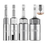 Set di 4 cacciaviti per dadi ad aletta, codolo esagonale da 1/4 di pollice per trapani elettrici, dimensioni da 10 mm a 18 mm per bulloni a pannello e gancio a C, viti a occhiello