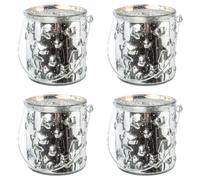 Set Di 4 Candelabri In Vetro Con Motivo A Stella E Manico Argento