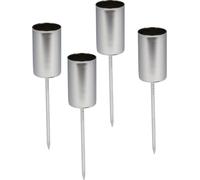Set di 4 candele a bastoncino - argento - tappo per candele per l'Avvento e per le decorazioni natalizie - candelabro per candele da tavola