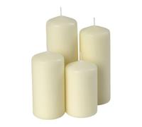 Set di 4 candele a colonna in vera cera, bianco crema | Candele dell'Avvento, 4 diverse altezze, per Natale, inverno, Avvento, lanterna decorativa, naturale