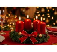 Set di 4 candele a pilastro, candele dell'Avvento, candele a corona dell'Avvento, candele a vernice, candele decorative, candele di cera verniciate in rosso, contenuto della confezione: 4 pezzi