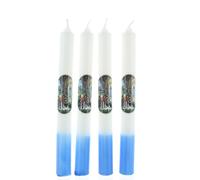 Set di 4 candele bianche e blu dell'aspetto di Lourdes 2 x 19 cm - Candela decorativa - Culto cristiano in cera vegetale