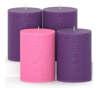 Set di 4 candele dell'Avvento a colonna CANDWAX 3x4 - Candele rustiche a colonna, senza profumo e antigoccia - Ideali come candele per la corona