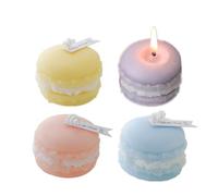 Set di 4 candele profumate Macaron, graziose candele per aromaterapia fatte a mano, decorazione per la casa, compleanno, matrimonio, festa, festa, regalo per ragazze (multicolore)