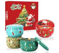 Set di 4 candele profumate natalizie da donna, candele per aromaterapia dal profumo forte, per ansia e stress, candele in cera di soia naturale, portatili, da viaggio, in barattolo di latta, per