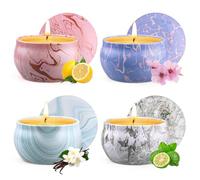 Set di 4 candele profumate per donne, candele di soia, per aromaterapia, regali di Natale per donne, piccoli regali per Natale, calendario dell'Avvento, compleanno, bagno, spa e yoga