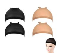 Set di 4 cappelli Wig per parrucche, accessori per trucco, performance quotidiane (color pelle e nero)