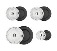 Set di 4 cappucci per fornelli a gas, coperchi per fornelli a gas, ad alte prestazioni di cottura, tappi di ricambio per bruciatore a gas, 1 grande, 1 piccolo e 2 centrale (colore: nero e argento)
