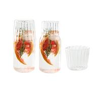 Set di 4 caraffe for acqua e bicchieri da comodino, caraffa for acqua in cristallo da 20 Oz, con bicchiere, tazza in vetro for comodino, elegante decanter for collutorio e brocca for acqua, for bagno,