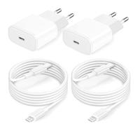 Set di 4 caricabatterie per iPhone - Certificato Apple MFi - 25 W - Caricatore rapido USB C - Per iPhone 14 13 12 11 Pro Max Plus Xs Xr SE 8 iPad