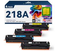 Set di 4 cartucce toner 218A con chip, ricambio compatibile per HP 218A W2180A W2181A W2182A W2183A 218X funziona con Color Pro MFP 3301 3201 Series 3201dw MFP 3301cdw 3301fdw 3301sdw