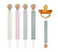 Set di 4 catenelle per ciuccio, in cotone, con clip in legno di faggio, per bambini e ragazze, idea regalo per bambini, senza BPA