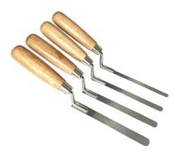 Set di 4 cazzuole a punta in acciaio inox - Strumenti piatti rigidi in dimensioni 8 mm, 10 mm, 12 mm e 14 mm con manico in legno - Strumenti durevoli per muratura, stuccatura e muratura (4SFTC)
