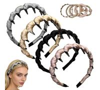 Set di 4 cerchietti a zig-zag, con 5 elastici per capelli, in plastica, con denti di squalo, per lo stile quotidiano, lo sport, il trucco, per donne e ragazze (B)