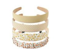 Set di 4 cerchietti gialli da donna, larghi fasce per capelli, in plastica, in raso, fascia elastica per capelli, antiscivolo, alla moda
